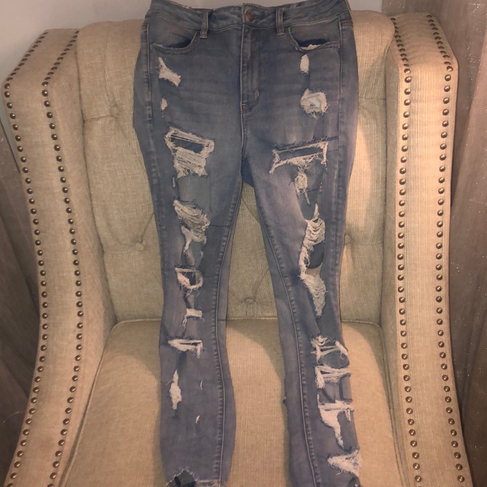 American Eagle high waisted ripped jeggins